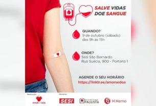 Sesi São Bernardo recebe campanha solidária para doação de sangue neste sábado (09/10)