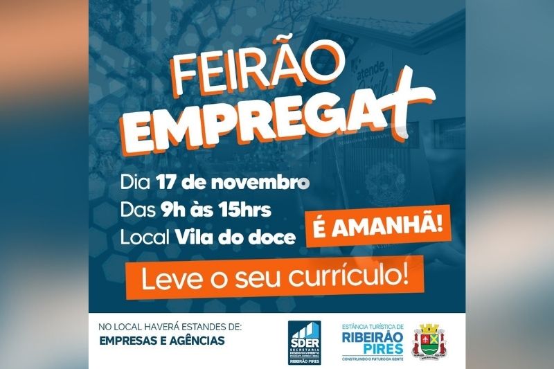Feirão Emprega+ de Ribeirão Pires vai oferecer 250 vagas nesta quarta