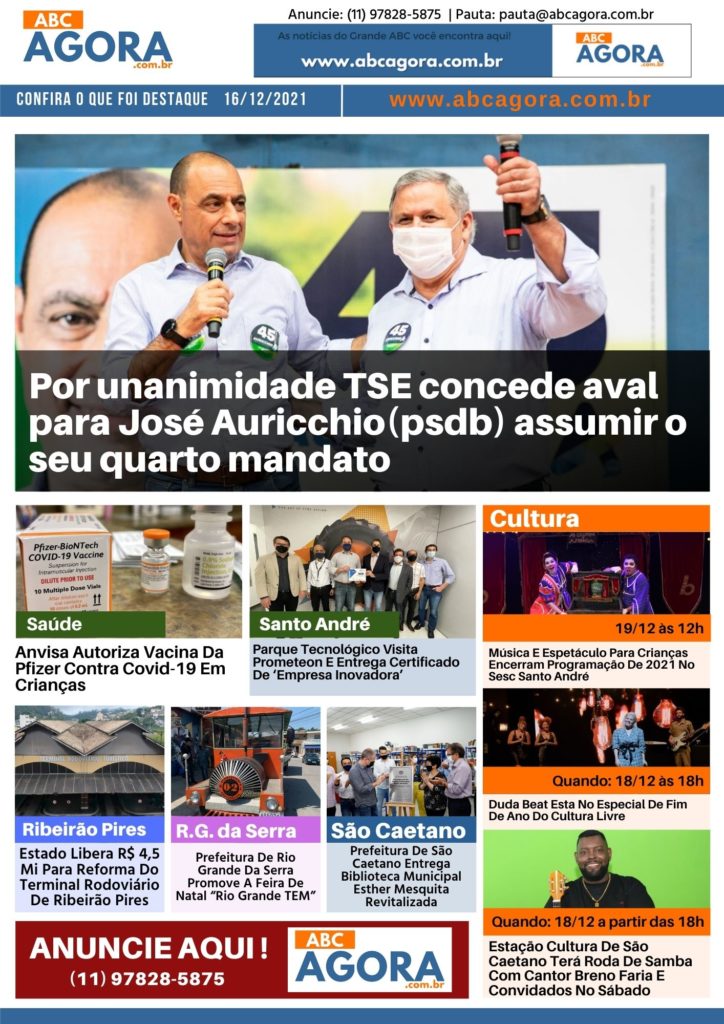 Confira o que foi destaque - Resumo de notícias - ABCAgora - 16/12/2021