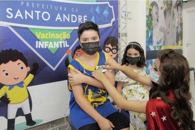 Santo André inicia mutirão para vacinar crianças de 6 a 11 anos sem comorbidades contra Covid-19