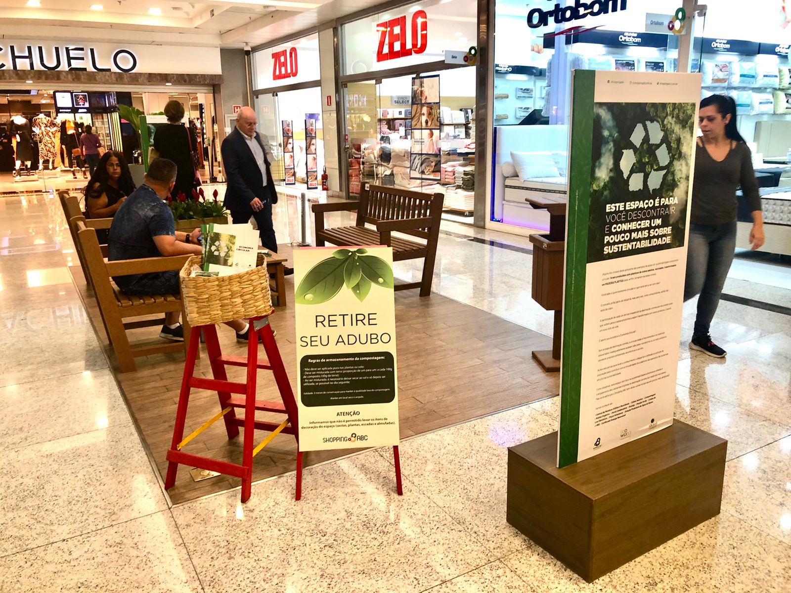 Shopping ABC inaugura espaço com mobiliário reciclado e sensibiliza clientes sobre práticas sustentáveis